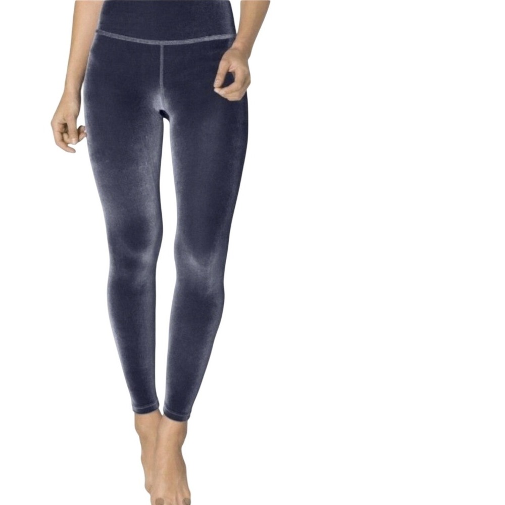 Spanx Ready To Wow Velvet Leggings Navy Blue High Rise Womens Size S Small